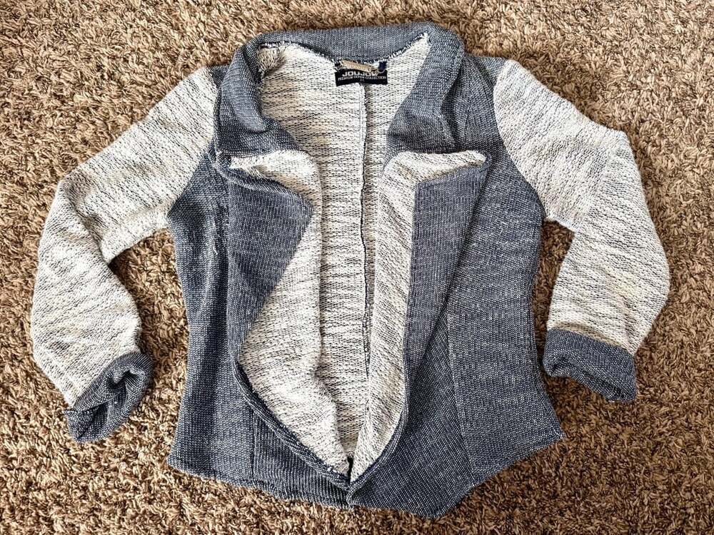 JouJou Cardigan Size M Grey Knit Open Front Blazer Jacket